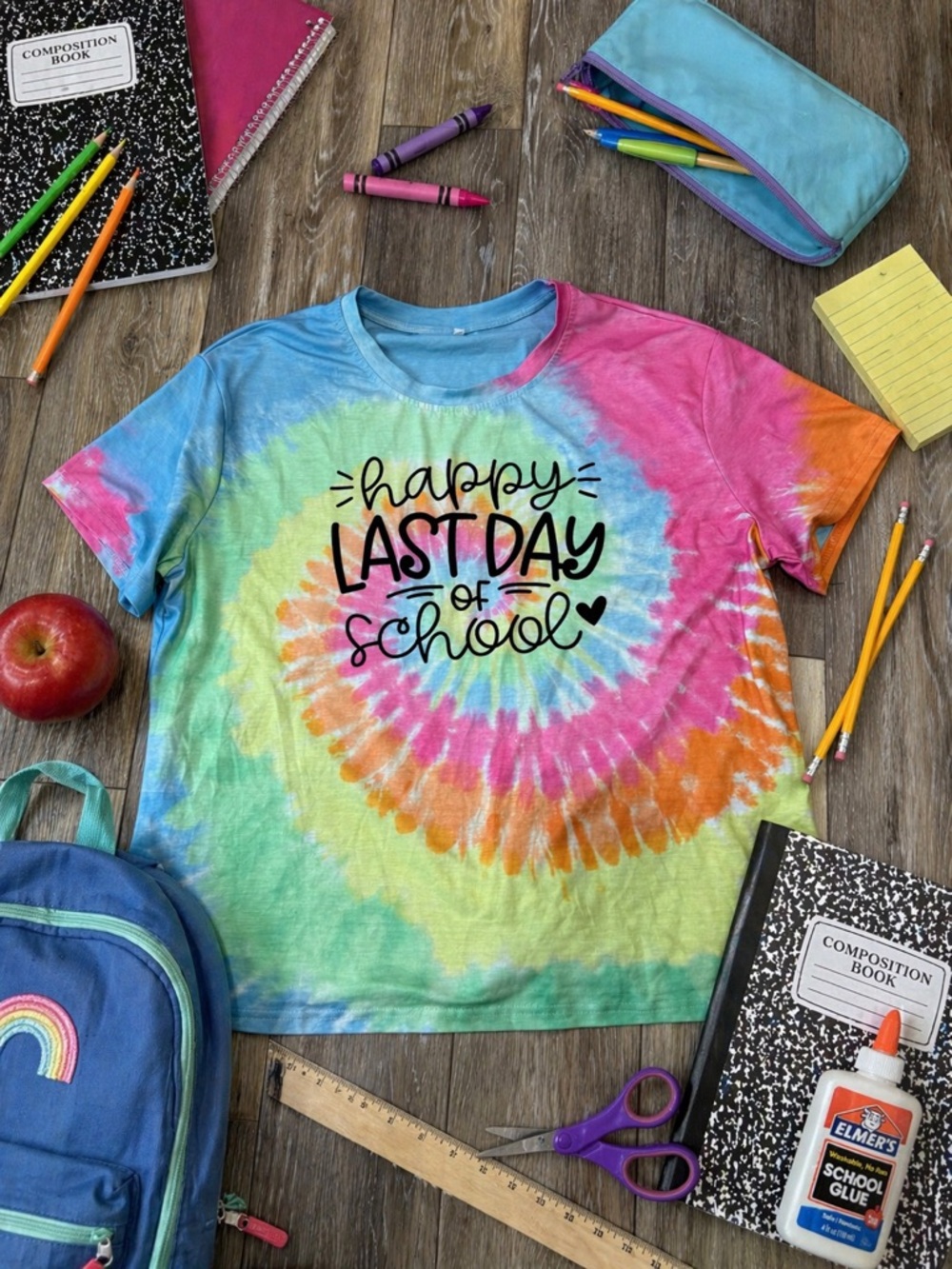 Kids Tie-Dye "Happy Last Day of School" T-Shirt - Multicolor